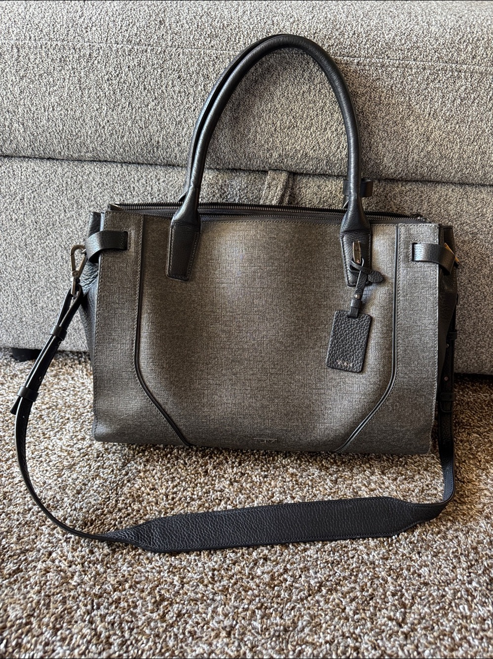Tumi Stanton Kirin Black and Gray Top-Handle Tote